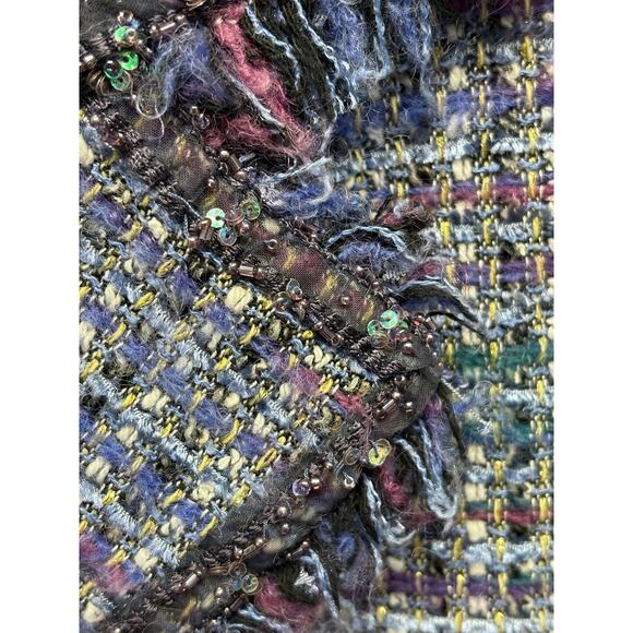 Designs by Seymour Blue Tweed Wool Blend Vintage Blazer, Weaved, Women’s Size 10 - Picture 7 of 8